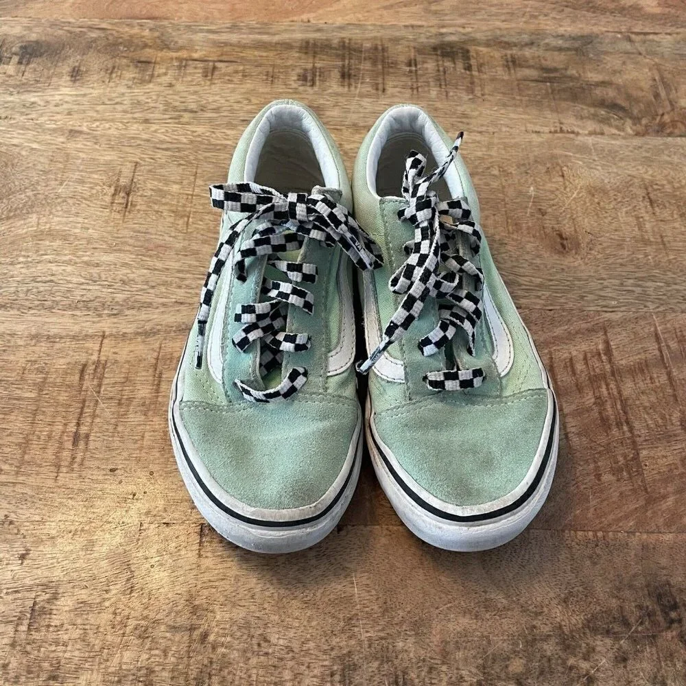 Vans Old Skool Green White Suede/Canvas Sneakers 1